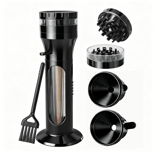 2 in 1 Cone Filler Grinder, Portable Aluminum Cone Rolling Machine | Mini Grinder Roller, Aluminum Alloy, Visible Chamber, Easy Filling and Storage, Kitchen, Travel