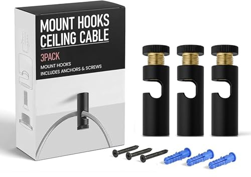 DC VOLTAGE 3 Pcs Modern Ceiling Swag Hook for Spider Pendant Lights | Metal Cable Mount Lighting Hook for Chandeliers, Wall & Ceiling Light Fixtures, DIY Lamp Hanging Hooks