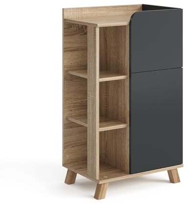Vicco Unterschrank Karen, Sonoma/Anthrazit, 50 x 90 cm | mit Tür und Schublade, zur Aufbewahrung von Badutensilien und Handtüchern geeignet