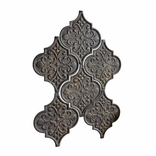 Loberon Wandornament 6er Set Halira, antikschwarz | Handgefertigt - Kunstvolles Antik-Finish - Vintage-Eleganz - zum Ankleben - Wanddekoration - Eisen