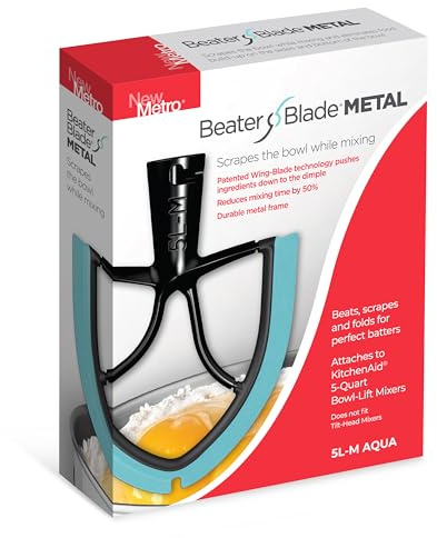 New Metro Design Beater Paddle Replacement Blade, Fits 5-Qt Bowl-Lift stand mixers, Aqua