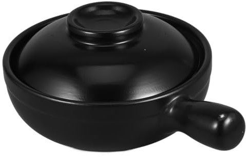 TOPBATHY Olla De Barro Tradicional Para Cocinar Arroz Con Tapa y Mango Lateral Cerámica Para Guisos Sopa y Cocina Asiática Olla Terracota Comercial Versátil Para Comida Casera Para Llevar