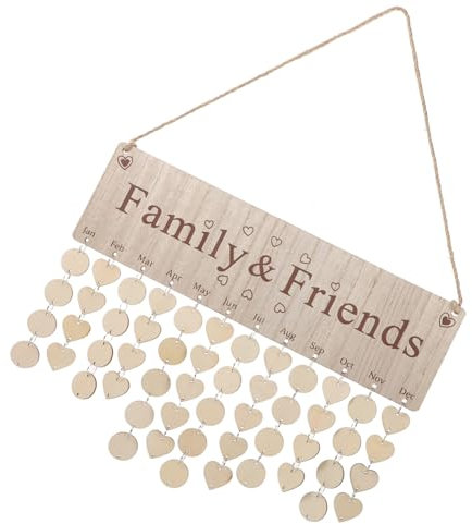 NUOBESTY -kalender für Die Familie Aus Holz Geburtstags-erinnerungskalender Wandbehang Vintage-