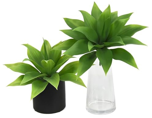 Marooma Lot de 2 Plantes D'agave Artificielles Vertes, Plantes D'agave Réalistes pour Intérieur et Extérieur, Maison, Bureau, Salle de Bain, Chambre à Coucher, Cuisine