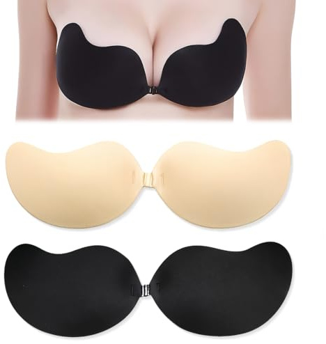 CATOR Soutien Gorge Adhesif en Silicone - Push Up Sein Autoadhésif Réutilisable - 2 Paires Coque Collante