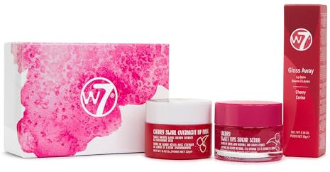 W7 Sweet Dreams Lip Care Trio - 3 Piece Gift Set - Overnight Lip Mask, Lip Balm & Lip Scrub - Cherry