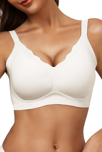 Vtelor Bras for Women Non Wired Seamless Wireless Push Up Bra Comfort Support Sleep Bralettes for Womens Ladies Soft Tshirt Padded Bra Regular and Plus Size White