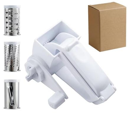 WENJION Käsereibe Mit Kurbel Aus Edelstahl, Trommelreibe Für Hartkäse Und Weichkäse, Scharfe Klingen, Leicht Zu Reinigen, Rutschfester Griff, Robust Und Langlebig, 1 Set Für Haushalt