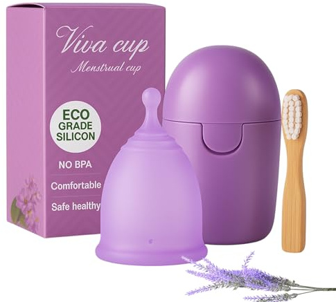 Kit de coupe menstruelle avec stérilisateur – Silicone de qualité médicale, certifié FDA, comprend une tasse, une boîte de rangement, une brosse à dents et un manuel d'instructions (S)