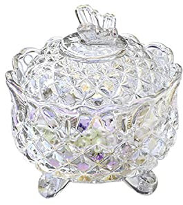 Sucrier en cristal avec couvercle papillon – Beau bocal à bonbons en verre pour bonbons, anniversaire, Saint-Valentin, pendaison de crémaillère, Thanksgiving et Noël