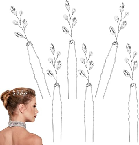6 piezas de accesorios para el cabello de boda para mujer, elegantes accesorios para el cabello de novia, brillantes accesorios para damas de honor, invitadas, mujeres y niñas (plateados)