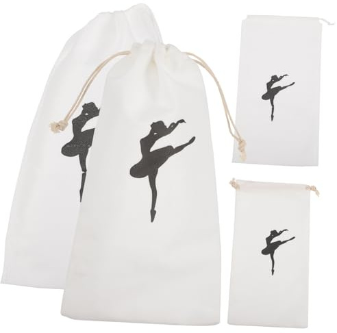 Luxshiny Ballettschuhtasche Baumwolle Kordelzug Aufbewahrungstasche 4 Stück Robust Waschbar Tanzschuh Organizer Für Mädchen Tanzübungen Und Aufführungen