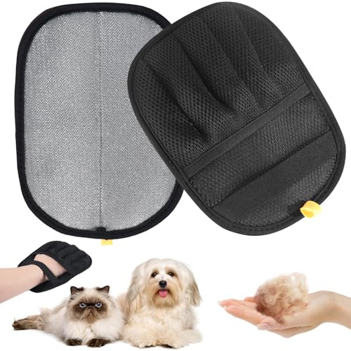 2-Pack Pet Hair Remover Gloves - Reusable Grooming Gloves for Dogs & Cats, Static Electricity Fur Removal Mitts for Furniture, Car,