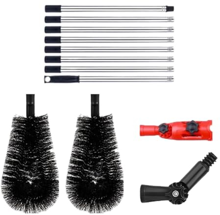 Herramienta de Limpieza de Canalones - Cepillo De Limpieza De Tejados con Mango Telescópico - Mango Limpiador De 3.2 Metros para Mantenimiento De Tejados Y Eliminación De Residuos De Jardín