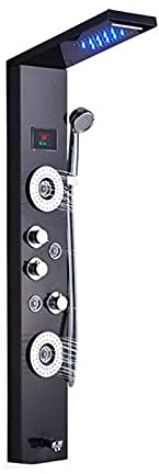 GYEQXKT Sistema Doccia Pannello Doccia con Luce LED, Cascata, soffione Doccia, Set Doccia con Rubinetto, idromassaggio Spa, Colonna Doccia, Miscelatore Doccia, Torre, Nichel Spazzolato 900