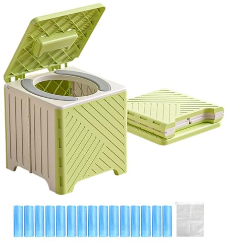 Toilette Portable | Pot De Chambre Camping - Réservoir Déchets Anti-Dérapant Pliable Avec Coussin PVC Pour Chantiers Éloignés Extérieur Camping-Car
