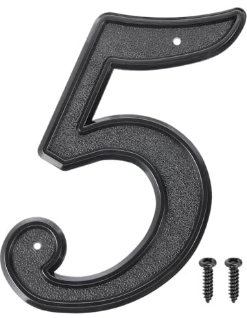 sourcing map House Numbers for Outside, 170x90mm ABS Home Address Numbers Mailbox Decor Number with Screws for Apartment Office Hotel Room Door Street Signs(Black, Number 5)
