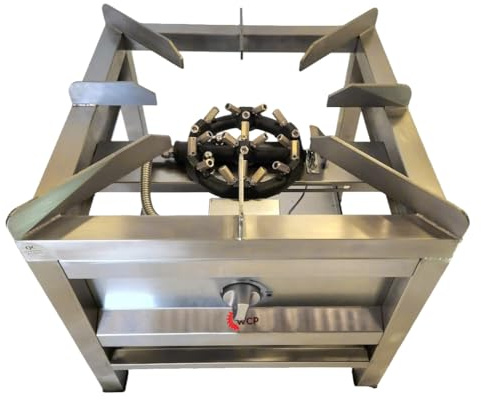 Commercial Stockpot Cooker Stove – 20 Jet Gas Burner – 61 x 61 x 50 cm – 50 kW High Power Cast Iron Burner – Stainless Steel (LPG)