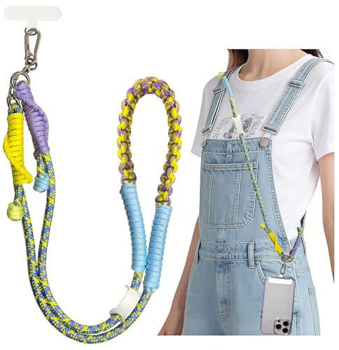 Klerbesh Cordón Móvil Universal, Cordón Ajustable para Llevar el Teléfono de Forma Segura en el Cuello o la Muñeca, Cuerda de Nylon con Mosquetón,Todos los Smartphones (A-12)