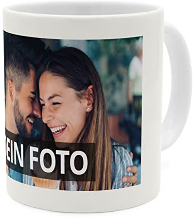 PhotoFancy® - Fototasse 'Innenfarbe' - Personalisierte Tasse mit Foto und farbiger Innenseite bedrucken lassen - Zweifarbtasse als Geschenk für Familie und Freunde gestalten (Weiß)