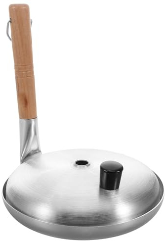 DECOMELODY Poêle à Omelette Japonaise 17 Cm en Métal avec Poignée Verticale, Antiadhésive, pour Œufs Brouillés et Donburi, Ustensile Cuisine Asiatique, Cuisson au Gaz, avec Couvercle en Aluminium