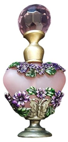 Bouteilles de parfum vides vintage – Design floral rechargeable, verre peint à la main, ornement de voyage portable, article de collection unique | Décoration d'intérieur pour cadeaux romantiques et