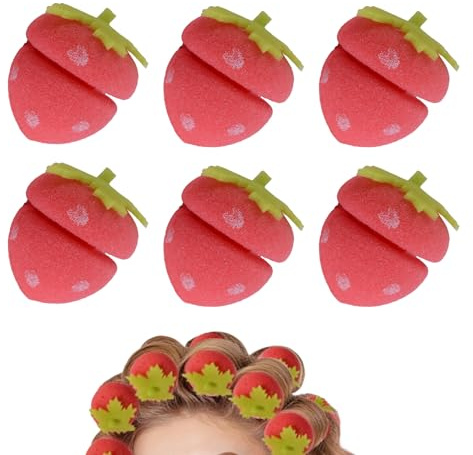 Bigodini A Forma Di Fragola Senza Caldo 6 Pezzi Spugna Morbida Non Richiede | Arricciacapelli Per Capelli Styling Durante Il Sonno Per Donne Mamme Figlie Amiche Ragazze Appassionate Di Bell