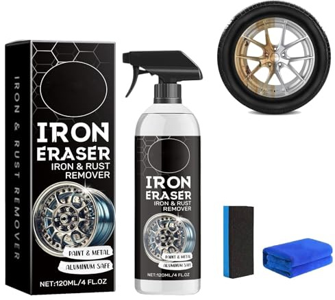 Generico Iron Eraser Rust Remover Spray, 120ml Iron Powder Remover Spray, Spray per Rimuovere la Ruggine, Eliminare Ruggine da Metallo, Car Rust Removal Spray, per Bici, Auto, Bicicletta