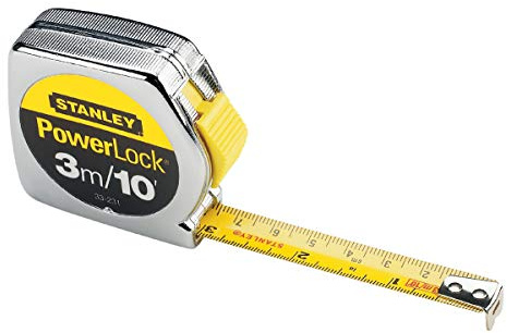Stanley 33-231 Ruban adhésif Powerlock robuste avec étui en métal 3 m x 1,27 cm