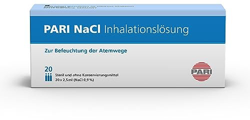 PARI Kochsalzlösung zum Inhalieren für Kinder und Erwachsene – 20 Ampullen á 2,5ml NaCl 0,9 Inhalationslösung - Steril und ohne Konservierungsstoffe