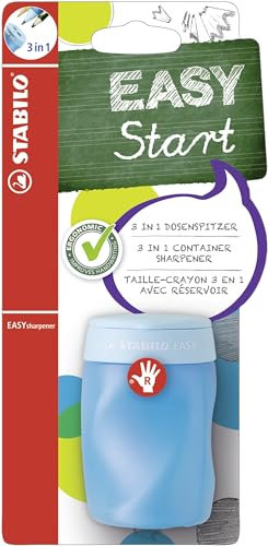 STABILO - Ergonomischer Dosen-Spitzer für Rechtshänder - EASYsharpener - 3 in 1 - blau