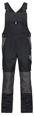 DASSY® Versailles Zweifarbige Arbeitslatzhose mit Kniepolstertaschen - Größe 64 - SCHWARZ/ZEMENTGRAU
