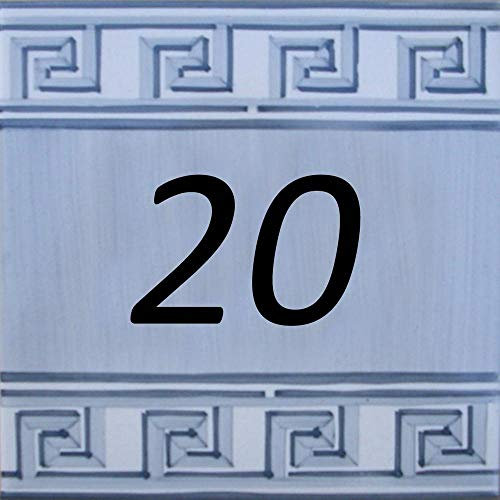 Targa di casa con numero civico dipinto a mano, terracotta smaltata - Scegli il tuo numero!