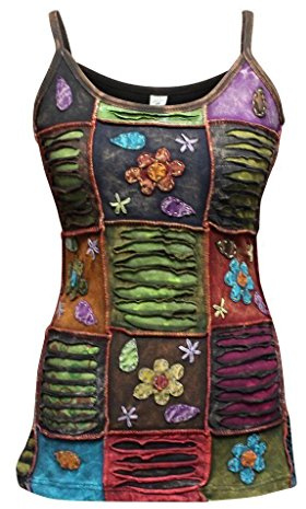 SHOPOHOLIC FASHION Women's Stonewashed Patchwork Slashed Hippie Boho Festival Summer Vest Top