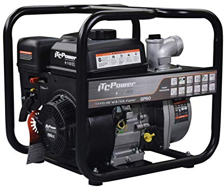 ITC Power Motobomba de Agua Gasolina Caudal 500 l/m para Riego y Cultivo - Bomba de Achique Potente para Trasvase Rápido - Water Pump con Motor OHV 4 Tiempos y Cuerpo de Aluminio Resistente