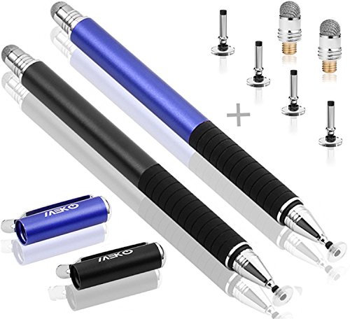MEKO - Pennino capacitivo, con punta in fibra e punta a disco 2-in-1, per tutti i telefoni cellulari e tablet touch screen multicolore nero e blu.