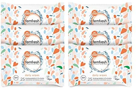 Femfresh Intimate Wipes, with Calendula & Aloe Extracts, 6 x 25 Wipes
