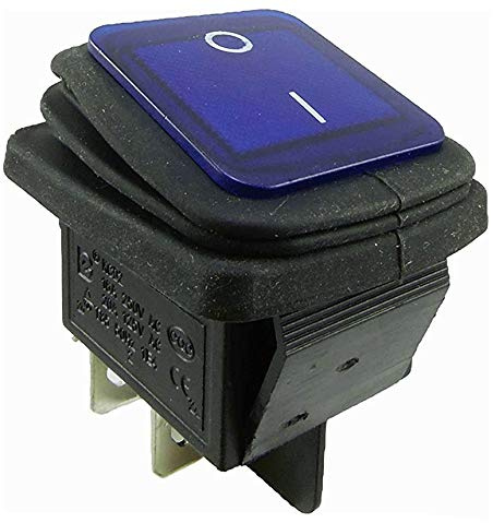 Wasserdichte Wippschalter 2-pol (4 Pin) EIN-AUS 250V 16A Blau beleuchtet (2)