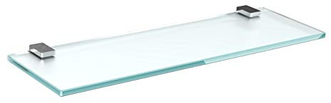 bijon Glasregal Glasablage Wandregal Glas Bad-Regal Glas Badezimmer Regal | Badablage Ablageregal - 8mm Hartglas, 90 x 15 cm, Milchglas + Halterung H - Chrom Glanz Optik