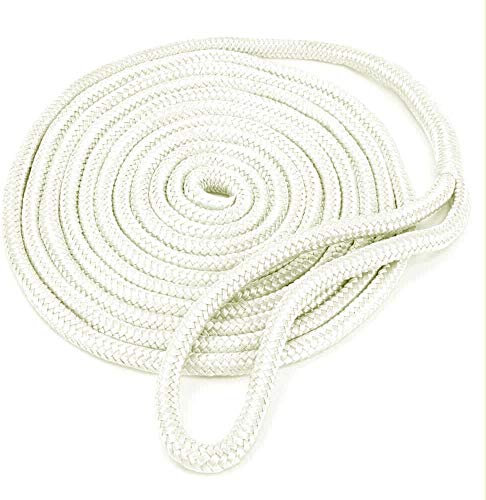 FreeTec Boot Fenderleine Nylon Dockline Festmacherleine Fenderseil bootsseil mit Auge 15mm Durchmesser 7m lang Weiss