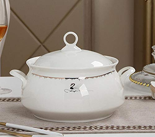 LKYU Plate Tableware can be Freely Matched with Little Swan Bone China Rice Bowl,Deep Rice Flat Plate,Soup Bowl Size Spoon Single-One Little swan Pot in The Palace Gives The Same Big Spoon