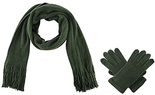 BRUCERIVER Damen Ultra Weich Gestrickter Schal & Handschuh Set Touchscreen Funktion Cashmere Gefühl Cable Design