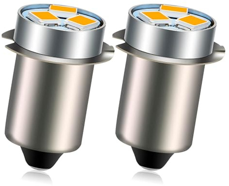 Ruiandsion 2pcs P13.5S LED Bulb 18V Warm White 2835 3SMD Chips LED Bulb Upgrade for Flashlights Torch Lights,Non-Polarity