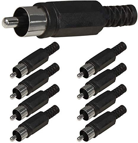 8x Cinch Stecker Schwarz zum Löten mit Knickschutz RCA Audiostecker Chinch