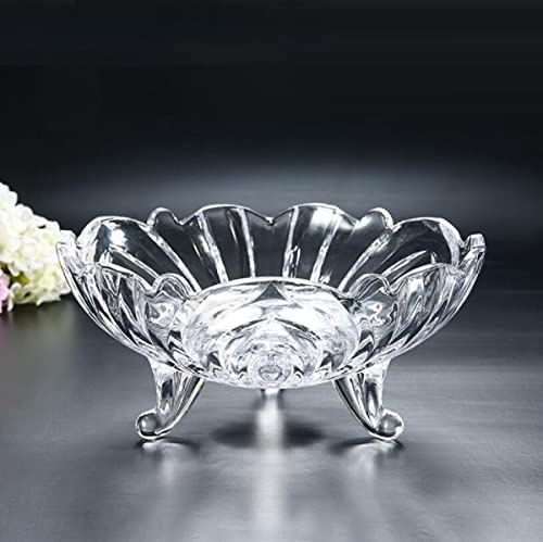 JUNYFFF Corbeille À Fruits en Bol Décoratif, Diamètre 22Cm, Verre en Cristal Coupe De Fruits Ménage Maison Créative Table Basse Pot De Bonbons Salon Moderne Maison Créative,Clear