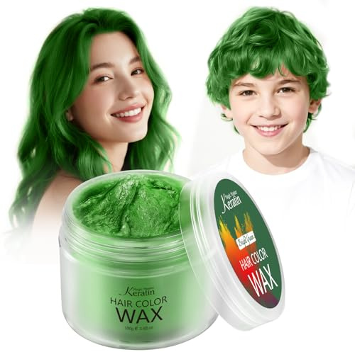 Cire de couleur de cheveux, Magic Master Keratin pommades coiffantes à la cire de cheveux, temporaire pour les cheveux pour hommes et femmes, festival, cosplay et Halloween (Vert)