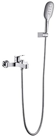 Klobvtt Badewannenarmatur mit Handbrause, Einhand-Wandmontage, Wannenarmatur mit Duschumsteller, Messingmaterial, hoher Durchfluss, Wannenfüller, 2 Sprühmodi (Silber, Gold)