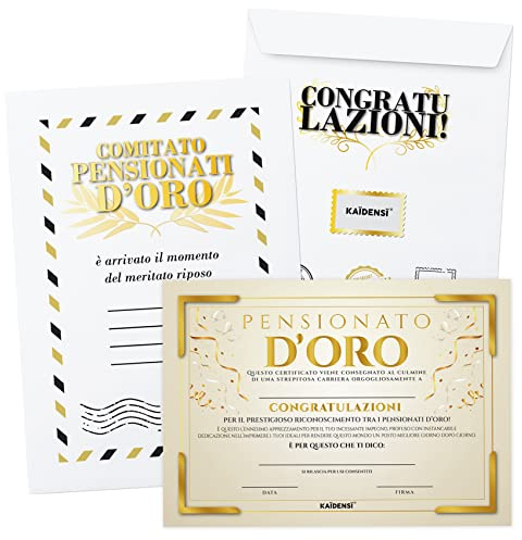 KAÏDENSÏ Idea de regalo para jubilados para hombre – Certificado personalizable jubilado de oro – Ideas de regalos para jubilados originales – Gadget tarjeta de felicitación original