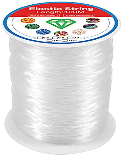 Navie Mobi 0.8mm 100m Transparente Elastische Gummifaden für Armbänder,Halskette,Perlen Schmuck Herstellung,Klar Gummiband Nylonschnur Kordel Reißfest