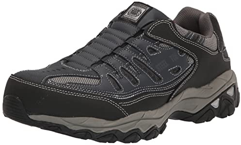 Skechers Cankton Ebbitt - Zapato de construcción con punta de acero para hombre, Azul marino/Gris, 11 Wide